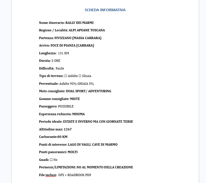 RALLY DEI MARMI ROADBOOK + GPX
